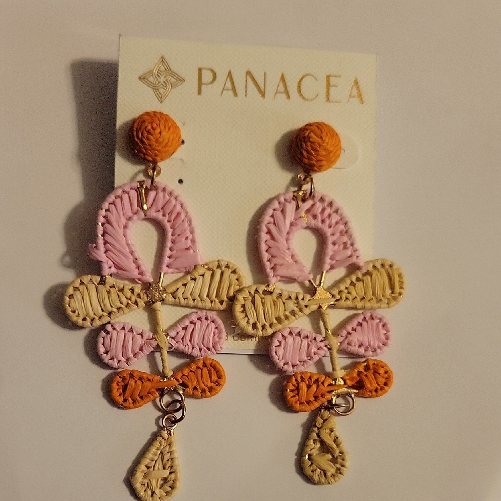Nordstrom Pink and Orange Woven Earrings